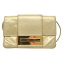 FENDI Shoulder Bag Leather Gold Auth 115157-13