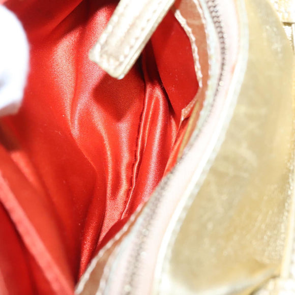 FENDI Shoulder Bag Leather Gold Auth 115157