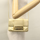 FENDI Shoulder Bag Leather Gold Auth 115157-23