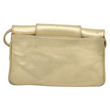 FENDI Shoulder Bag Leather Gold Auth 115157 - 0