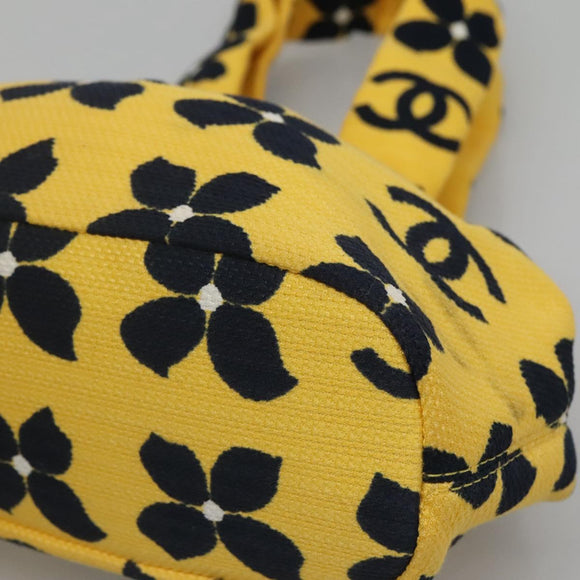 CHANEL Hand Bag Canvas Yellow CC Auth 115198