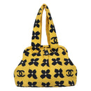 CHANEL Hand Bag Canvas Yellow CC Auth 115198-2