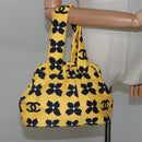 CHANEL Hand Bag Canvas Yellow CC Auth 115198-21