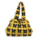 CHANEL Hand Bag Canvas Yellow CC Auth 115198-3