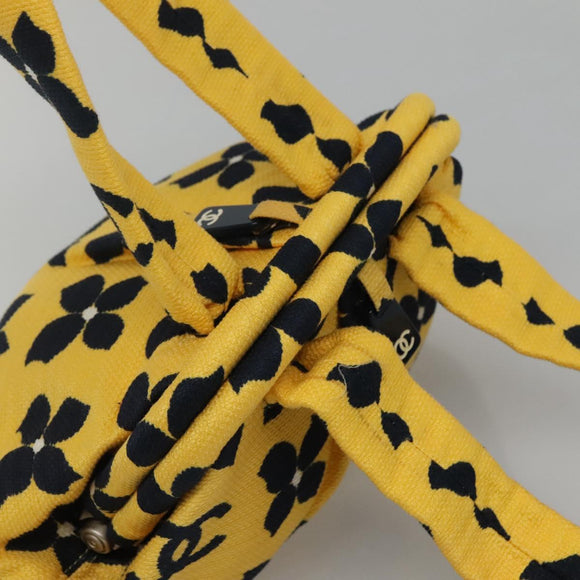 CHANEL Hand Bag Canvas Yellow CC Auth 115198