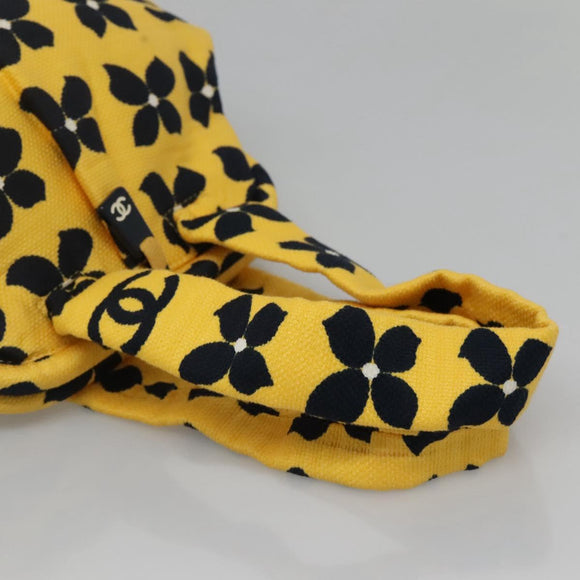 CHANEL Hand Bag Canvas Yellow CC Auth 115198