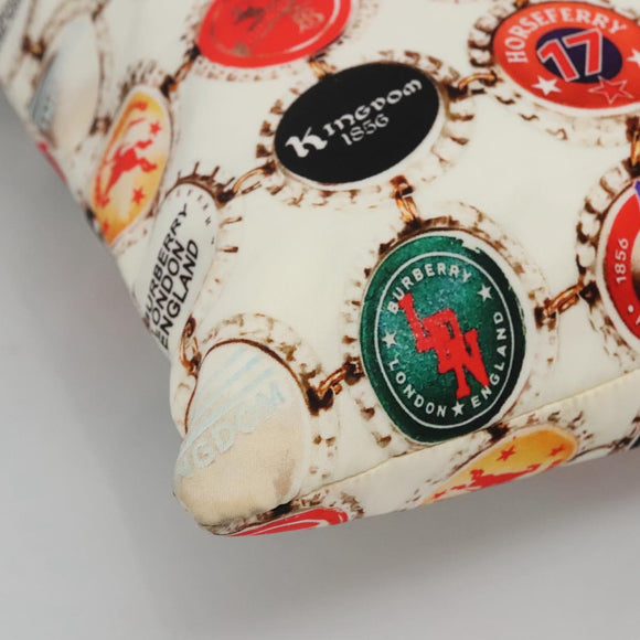 BURBERRY Tote Bag Nylon Gold White Auth 115199V