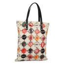 BURBERRY Tote Bag Nylon Gold White Auth 115199V-1