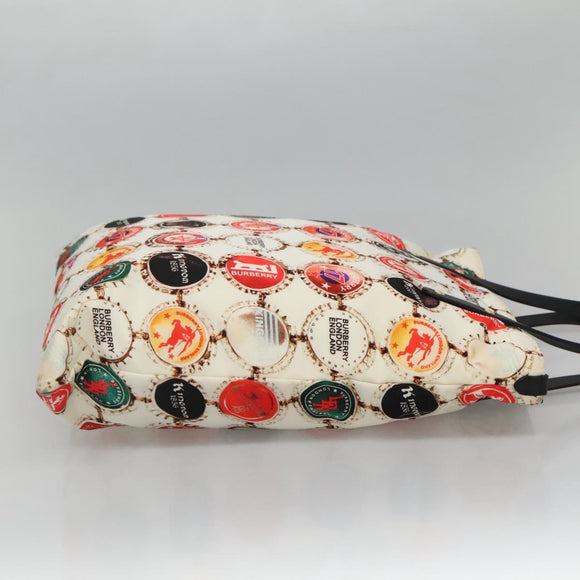 BURBERRY Tote Bag Nylon Gold White Auth 115199V