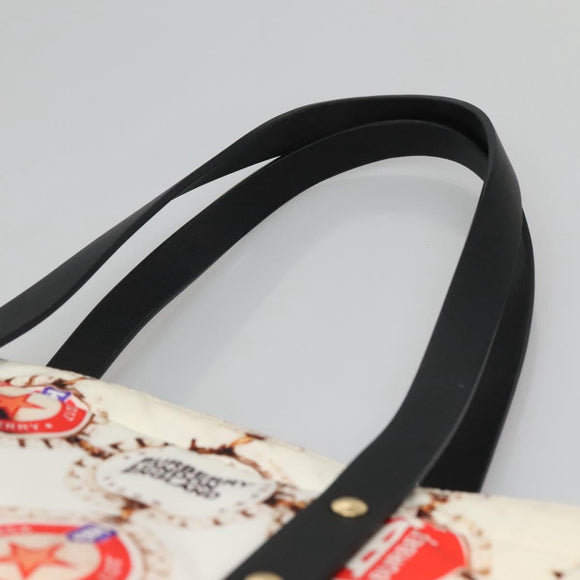 BURBERRY Tote Bag Nylon Gold White Auth 115199V