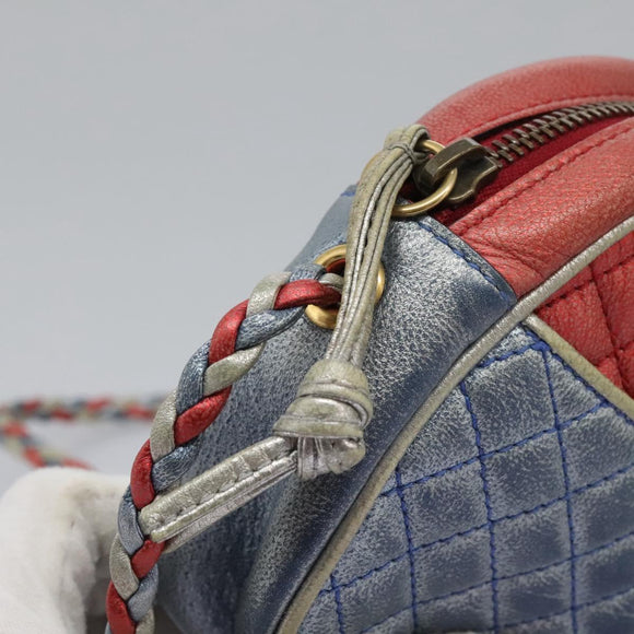 GUCCI Shoulder Bag Leather Red Blue 534951 Auth 115205