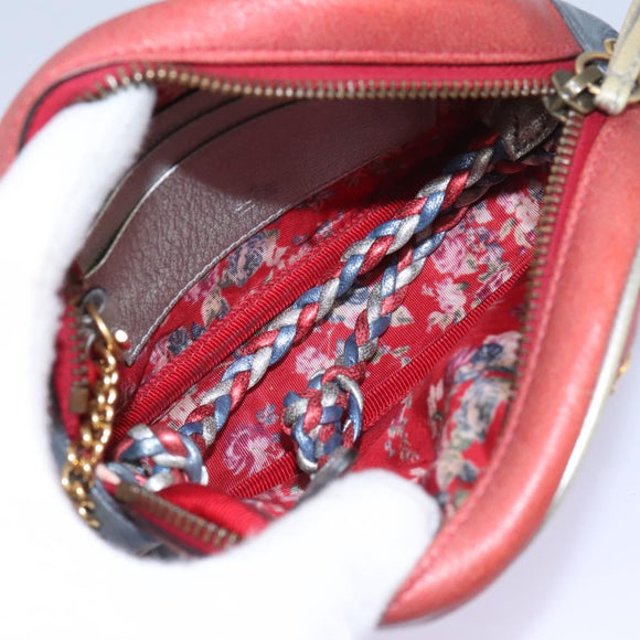 GUCCI Shoulder Bag Leather Red Blue 534951 Auth 115205