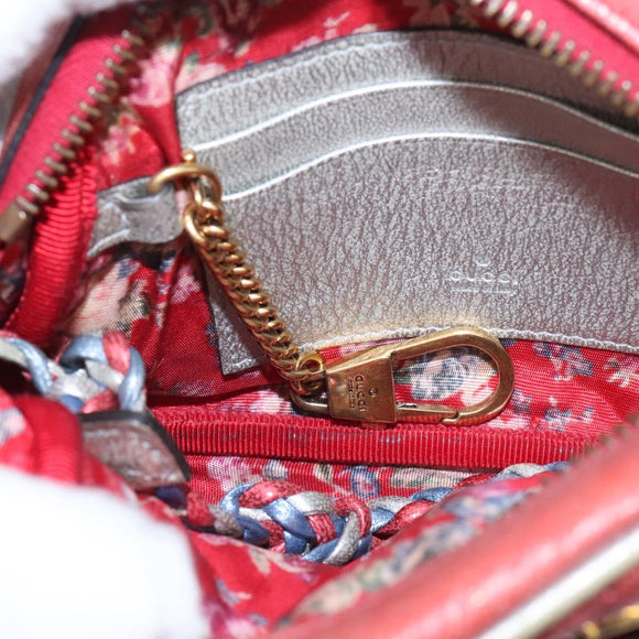 GUCCI Shoulder Bag Leather Red Blue 534951 Auth 115205