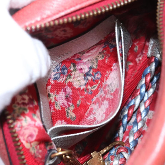 GUCCI Shoulder Bag Leather Red Blue 534951 Auth 115205