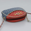 GUCCI Shoulder Bag Leather Red Blue 534951 Auth 115205-6
