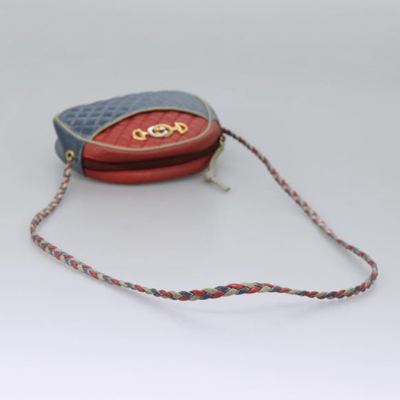 GUCCI Shoulder Bag Leather Red Blue 534951 Auth 115205