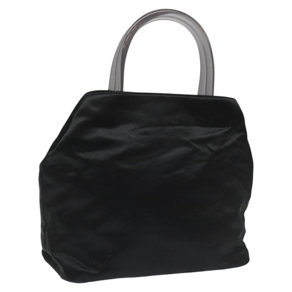 PRADA Hand Bag Satin Black Auth 115213