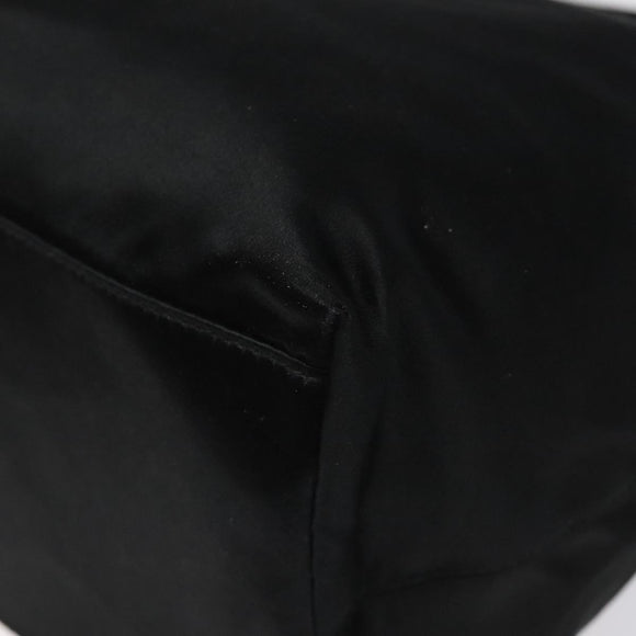 PRADA Hand Bag Satin Black Auth 115213