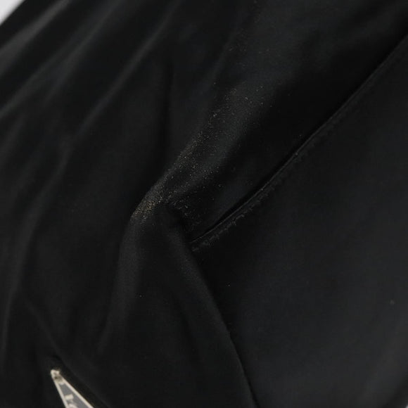 PRADA Hand Bag Satin Black Auth 115213