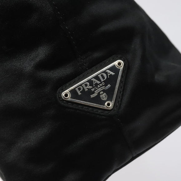 PRADA Hand Bag Satin Black Auth 115213