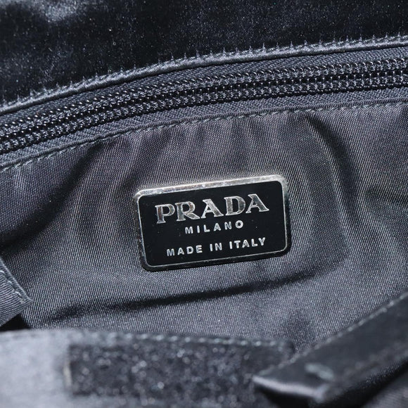 PRADA Hand Bag Satin Black Auth 115213