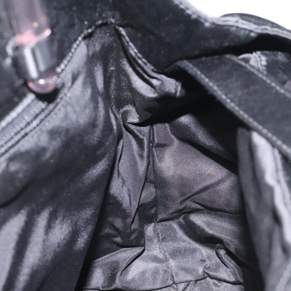 PRADA Hand Bag Satin Black Auth 115213