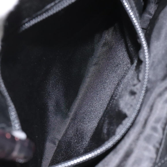 PRADA Hand Bag Satin Black Auth 115213