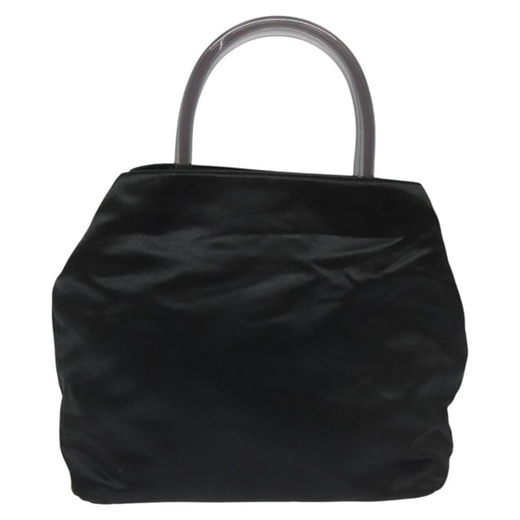 PRADA Hand Bag Satin Black Auth 115213