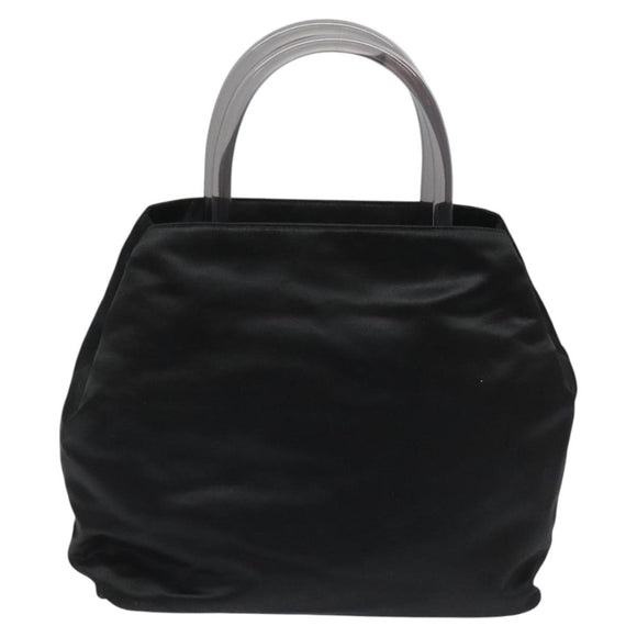 PRADA Hand Bag Satin Black Auth 115213