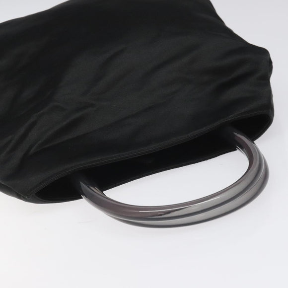PRADA Hand Bag Satin Black Auth 115213