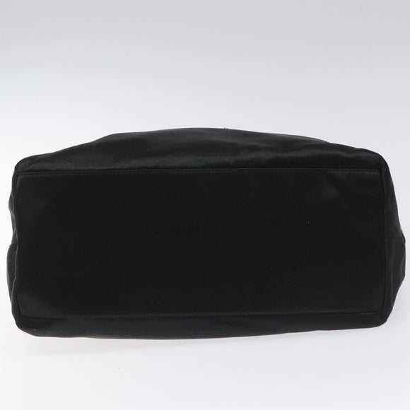 PRADA Hand Bag Satin Black Auth 115213