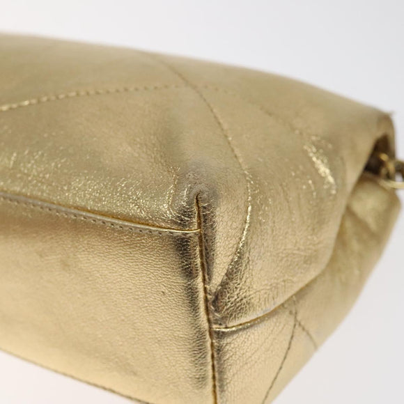 CHANEL Chain Shoulder Bag Leather Gold CC Auth 115214V