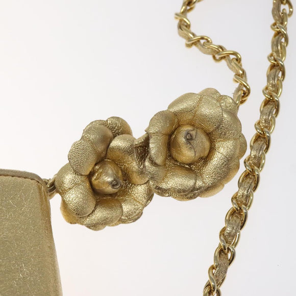 CHANEL Chain Shoulder Bag Leather Gold CC Auth 115214V