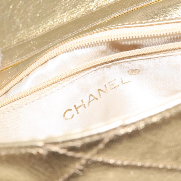 CHANEL Chain Shoulder Bag Leather Gold CC Auth 115214V