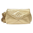 CHANEL Chain Shoulder Bag Leather Gold CC Auth 115214V-2