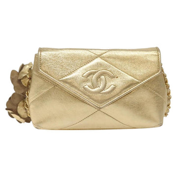 CHANEL Chain Shoulder Bag Leather Gold CC Auth 115214V - 0