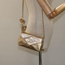 CHANEL Chain Shoulder Bag Leather Gold CC Auth 115214V-22