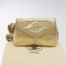 CHANEL Chain Shoulder Bag Leather Gold CC Auth 115214V-23