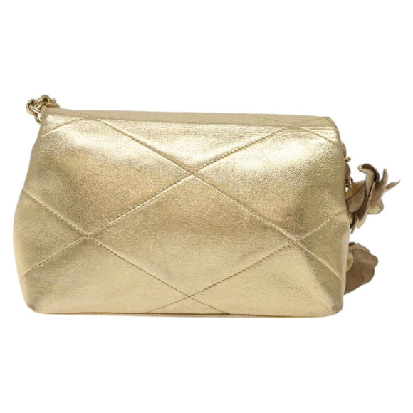 CHANEL Chain Shoulder Bag Leather Gold CC Auth 115214V