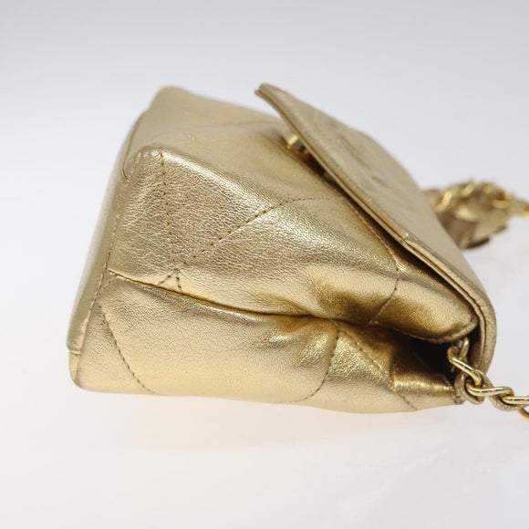 CHANEL Chain Shoulder Bag Leather Gold CC Auth 115214V