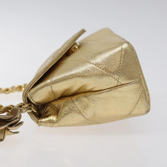 CHANEL Chain Shoulder Bag Leather Gold CC Auth 115214V