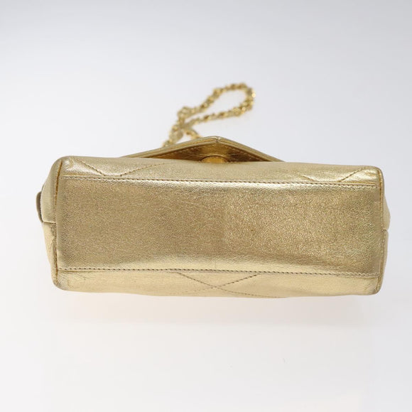 CHANEL Chain Shoulder Bag Leather Gold CC Auth 115214V