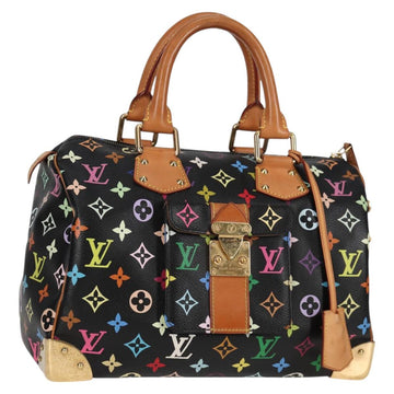 LOUIS VUITTON Monogram Multicolor Speedy 30 Hand Bag Black M92642 Auth 115221V