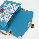 Miu Miu Chain Shoulder Bag Canvas Leather Blue Gold 5BD083 Auth 115233SM-9