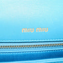 Miu Miu Chain Shoulder Bag Canvas Leather Blue Gold 5BD083 Auth 115233SM-19
