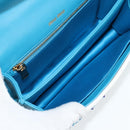 Miu Miu Chain Shoulder Bag Canvas Leather Blue Gold 5BD083 Auth 115233SM-10
