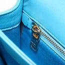 Miu Miu Chain Shoulder Bag Canvas Leather Blue Gold 5BD083 Auth 115233SM-22