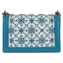 Miu Miu Chain Shoulder Bag Canvas Leather Blue Gold 5BD083 Auth 115233SM-2