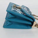 Miu Miu Chain Shoulder Bag Canvas Leather Blue Gold 5BD083 Auth 115233SM-4