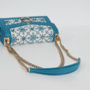 Miu Miu Chain Shoulder Bag Canvas Leather Blue Gold 5BD083 Auth 115233SM-7